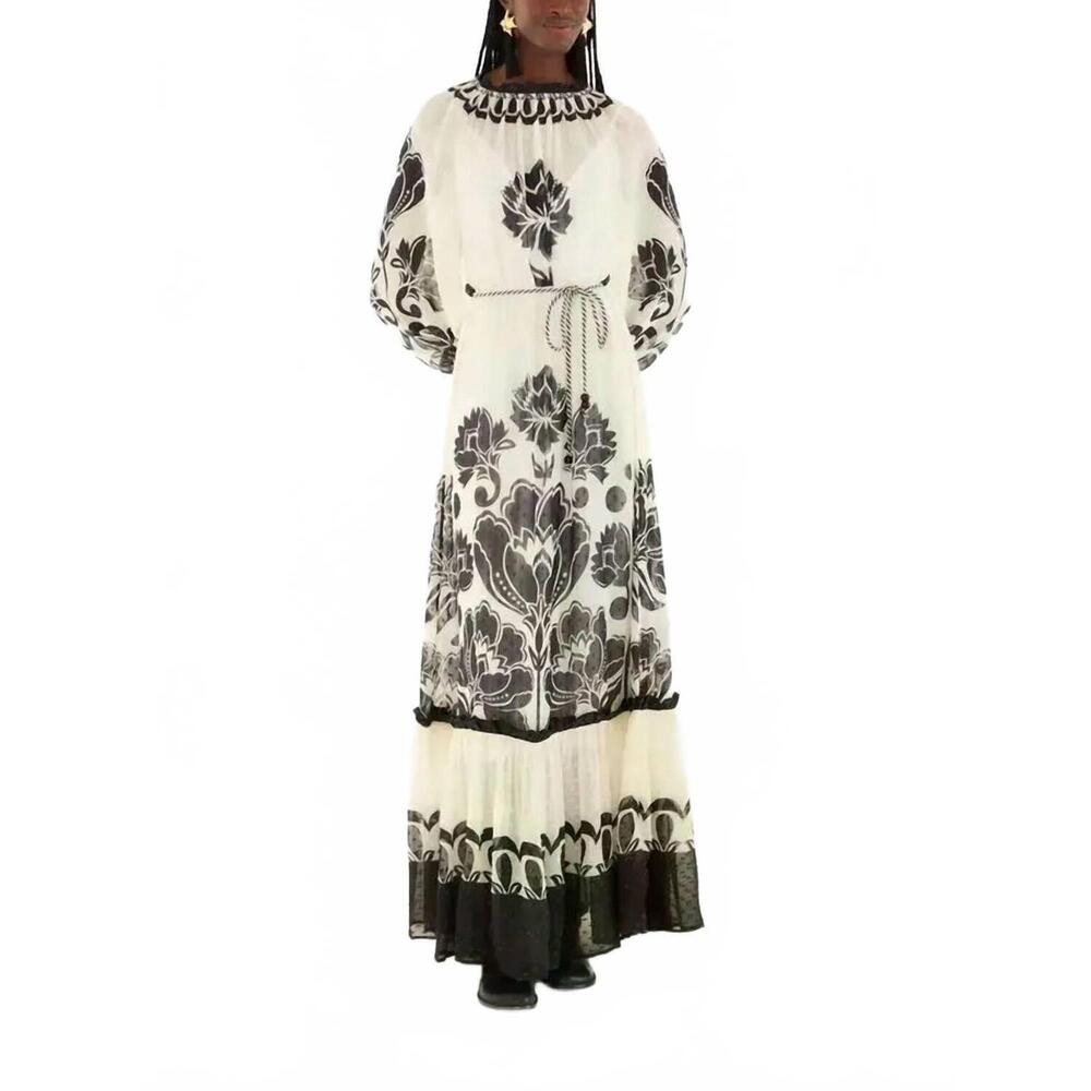 NEW FARM RIO floral arabesque maxi dress in cream